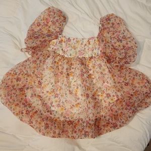 Puff Sleeve Bubble Hem Floral Dress